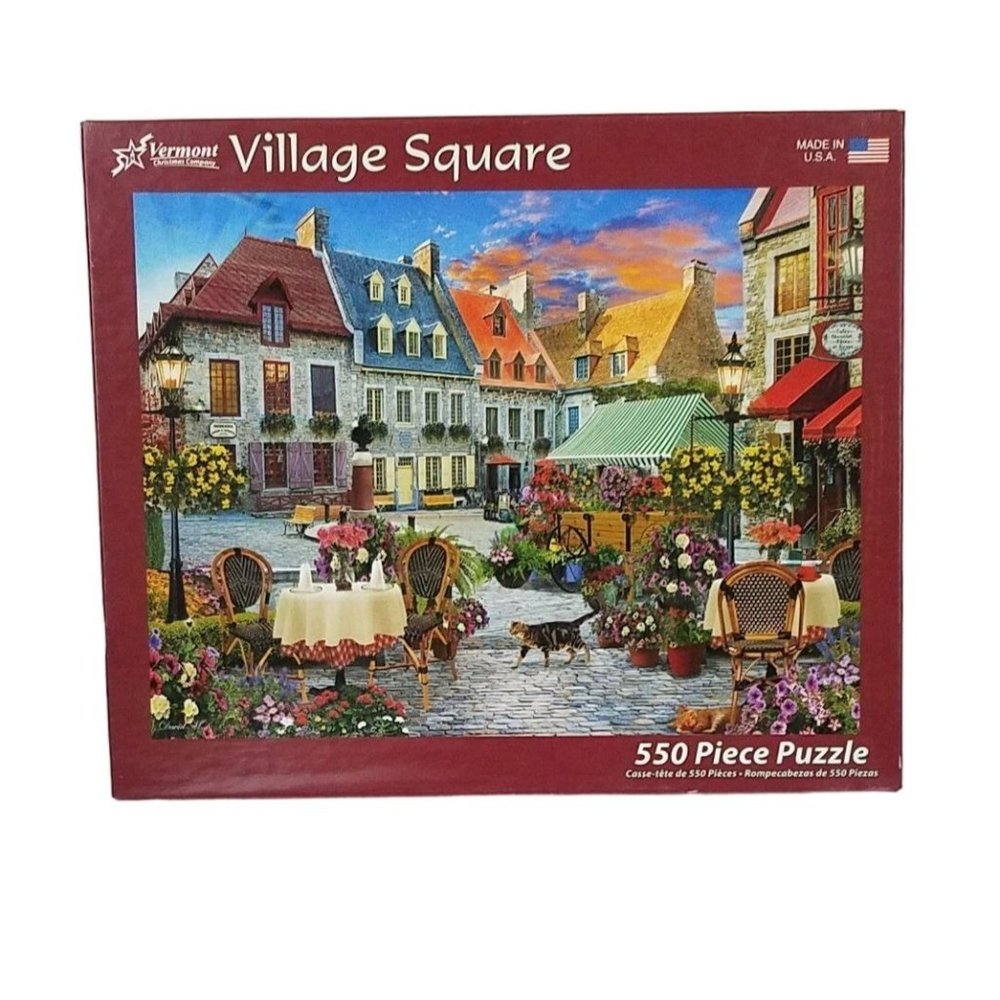 2🧩$18 Village Square 550 Piece Jigsaw Puzzle Quality Puzzle Board